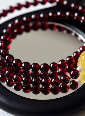 原创天然石榴石手串女款蜜蜡貔貅双圈手链幸运手饰送女友闺蜜礼物