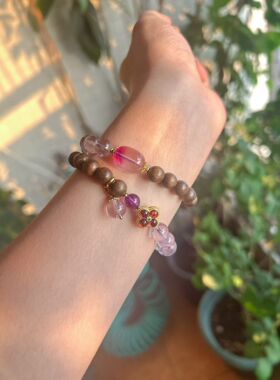 天然紫水晶手链女款原创设计双圈手串项链高级感招财转运珠礼物