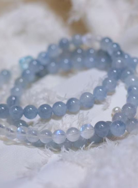 天然蓝兔毛水晶多圈手链月光石女款时尚复古手串送礼物好运首饰