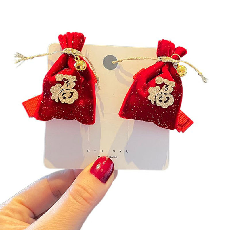 丝绒福袋兔年新年发饰女儿童流苏蝴蝶结发夹可爱女童中国风汉发卡,淘宝优惠券,粉丝福利购,淘宝优惠卷