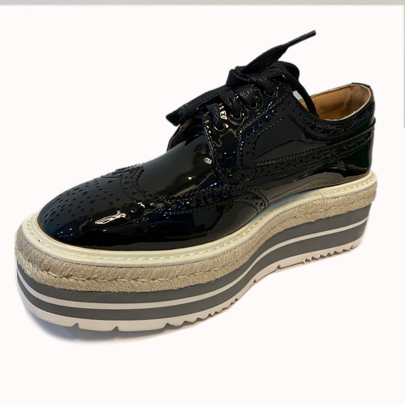 真皮英伦风P家布洛克雕花方头深口单鞋女拼色草编坡跟厚底松糕鞋,淘宝优惠券,粉丝福利购,淘宝优惠卷