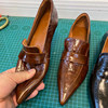 Deep mouth single shoes Xiao Erge first layer cowhide loafers
