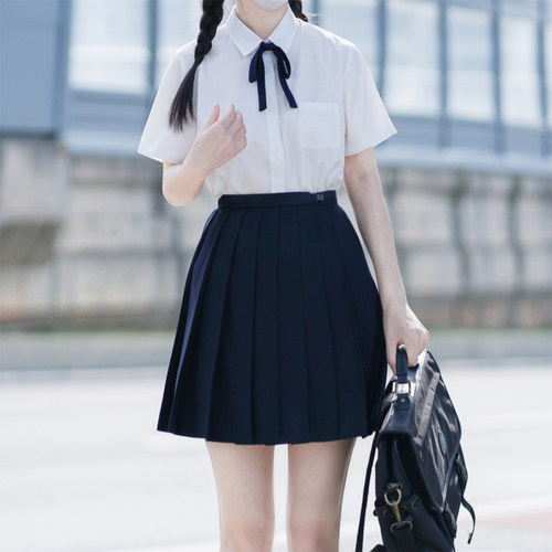 樱花家族白色JK衬衫 角襟方领短袖 多色衬衫日系学院风学生女夏季 - 图0