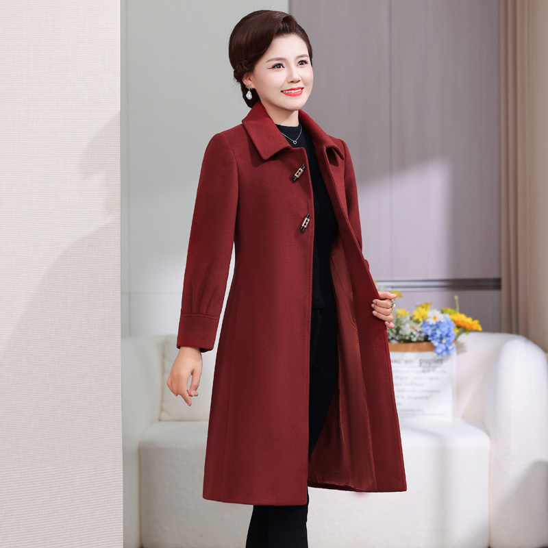 妈妈装高端羊毛呢子大衣长款过膝秋冬新品中老年女风衣羊毛呢外套,淘宝优惠券,粉丝福利购,淘宝优惠卷