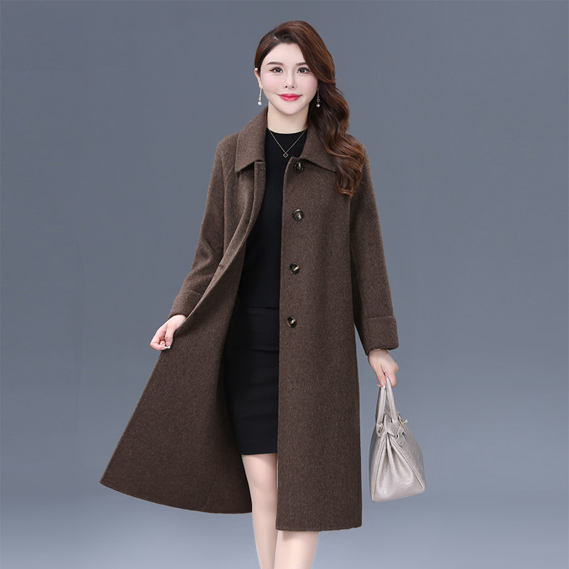 双面呢羊绒大衣女新款秋冬修身长款过膝气质显瘦妈妈休闲毛呢外套,淘宝优惠券,粉丝福利购,淘宝优惠卷
