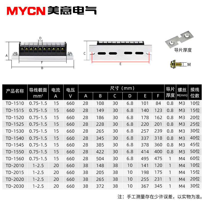 TD系列组合式接线排1510 1515连接器20位导轨安装接线端子短接条 - 图2