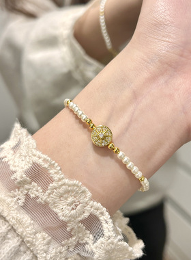 金色八芒星手链女串珠小众设计轻奢感冷淡风精致手饰毛衣配饰