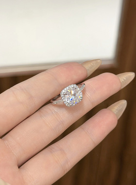 小红书同款方包一克拉戒指女小众设计开口可调节网红婚戒食指超闪