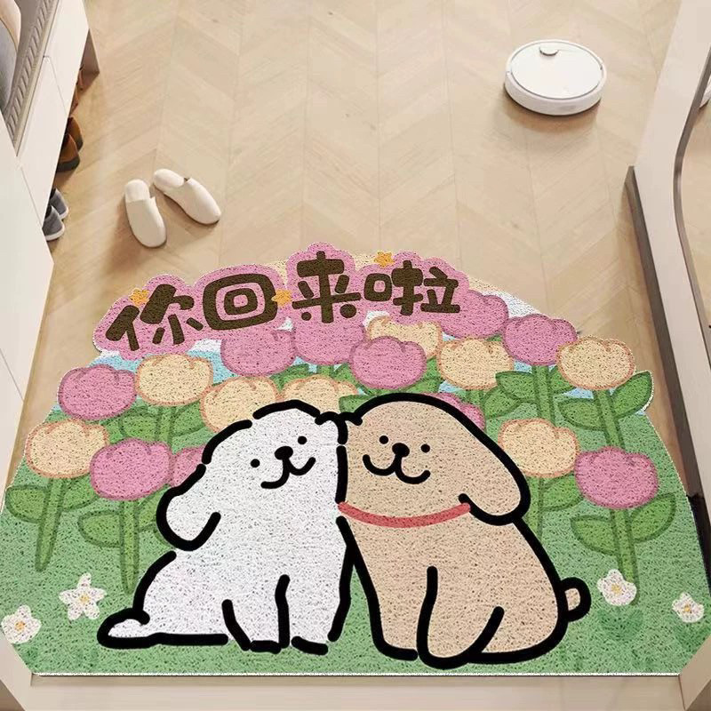 入户门地垫丝圈玄关进门脚垫线条小狗刮泥蹭土垫子门口防滑门垫,淘宝优惠券,粉丝福利购,淘宝优惠卷