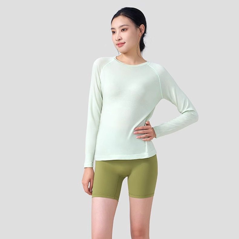 【美利奴羊毛】速干衣瑜伽长袖女T恤健身普拉提休闲圆领运动上衣,淘宝优惠券,粉丝福利购,淘宝优惠卷
