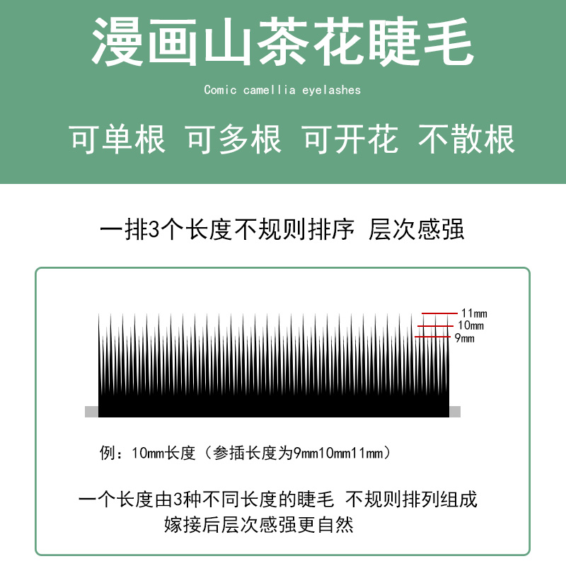 漫画款山茶花睫毛嫁接单根多取不散根天鹅绒美睫店专用超软中式-图2