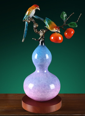 柿柿如意葫芦摆件中式客厅办公室玄关装饰工艺品搬家礼物乔迁新居