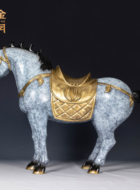 铜艺坊一马当先铜马摆件工艺品家居办公室玄关客厅铜装饰开业礼品