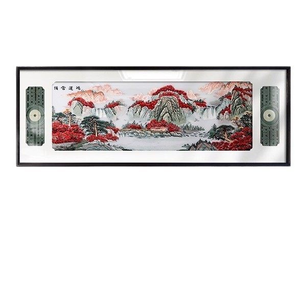 鸿运当头客厅沙发背景墙装饰画新中式高端高档大气纯手工苏绣挂画,淘宝优惠券,粉丝福利购,淘宝优惠卷