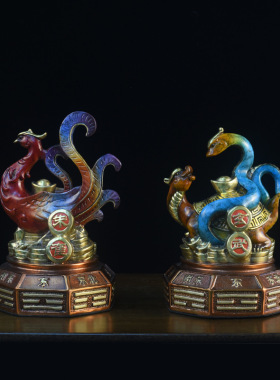 铜四大神兽摆件黄铜青龙白虎朱雀玄武四方神一套家居铜器摆设工艺