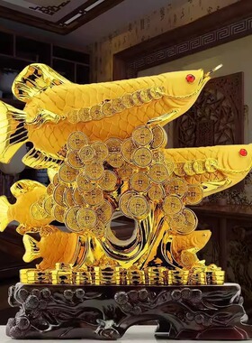 高档群龙旺财金龙鱼摆件办公室家居前台装饰店铺开业送礼工艺礼品