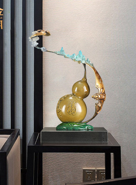 铜艺坊福禄相随葫芦铜摆件如意葫芦彩铜摆件工艺品黄铜器葫芦摆件