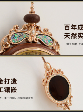 轻奢金属贝壳客厅酒店挂钟卧室挂墙时钟圆形静音简约钟表石英钟