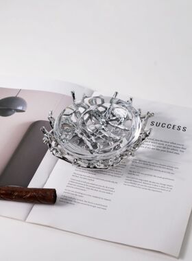 现代极简鸟窝烟灰缸摆件茶室书房桌面家居装饰品摆件样板间