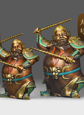 全铜护宅门神摆件入门玄关隔断柜装饰品新中式纯黄铜乔迁新居礼品