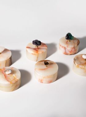 轻奢天然玉石收纳罐装饰摆件法式家居桌面卧室梳妆台首饰盒