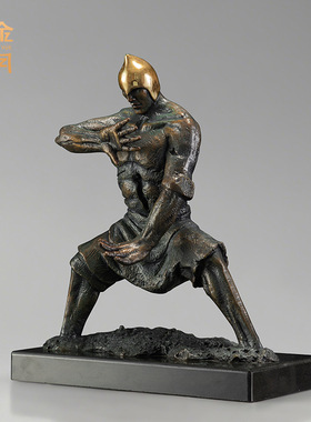 铜艺坊武士太极人物黄铜雕塑像摆件办公室客厅电视柜金属铜工艺品