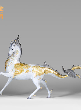 铜艺坊龙马精神黄铜摆件瑞兽龙马吉祥物办公室家居客厅玄关彩铜器