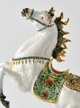 珐琅彩马到成功合金生肖马摆件招财马立马高档工艺礼品开门红送礼