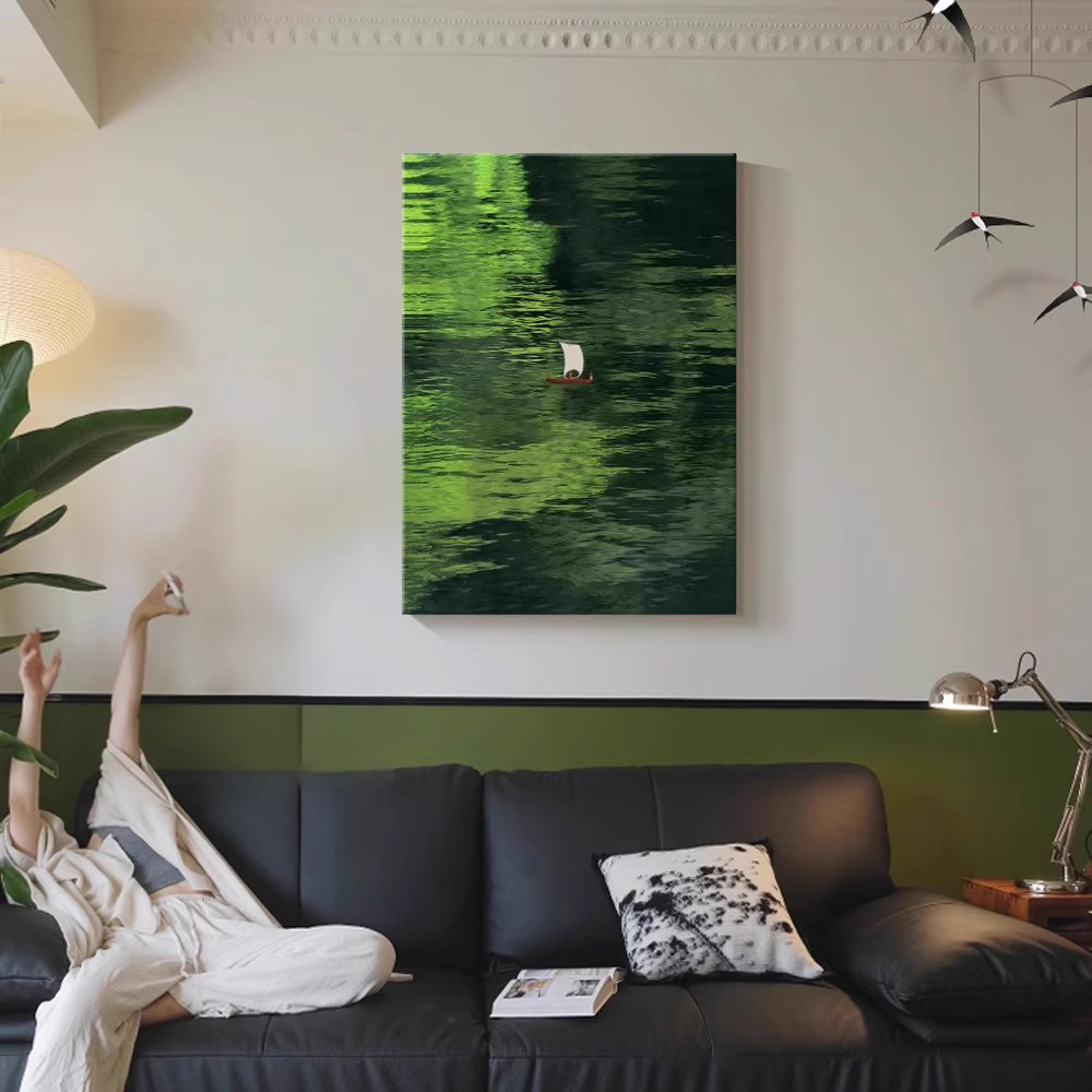 一帆风顺现代简约客厅装饰画小船海景沙发背景墙挂画高档玄关壁画,淘宝优惠券,粉丝福利购,淘宝优惠卷