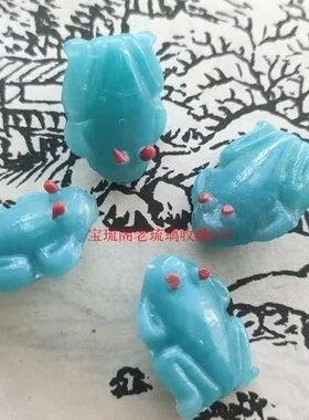 青蛙耳钉宝琉阁老琉璃民国老货