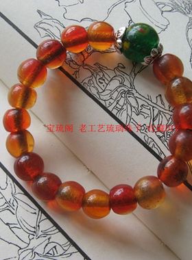 diy原创民国包浆手链老琉璃珠子