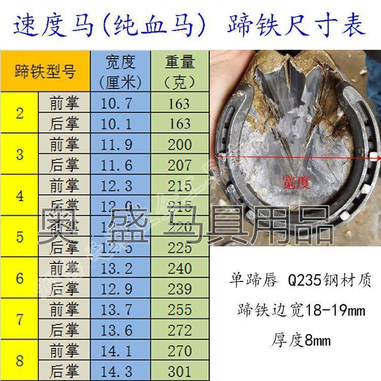 速度锻钢马掌 德国马牌蹄铁 配送蹄钉训练调教马赛马术用品马蹄铁 - 图0