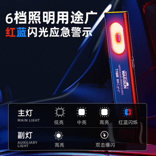 沃尔森t7pro手电筒强光充电超亮户外小型便携灯迷你维修工作灯 - 图2