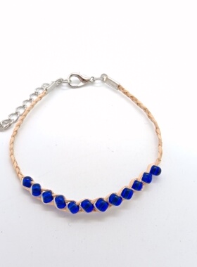 小小心愿能实现许愿绳拉菲草草编珠珠手绳手链旅游景点景区饰品