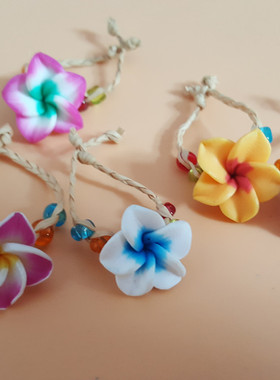 旅游景点夜市饰品拉菲草花朵戒指