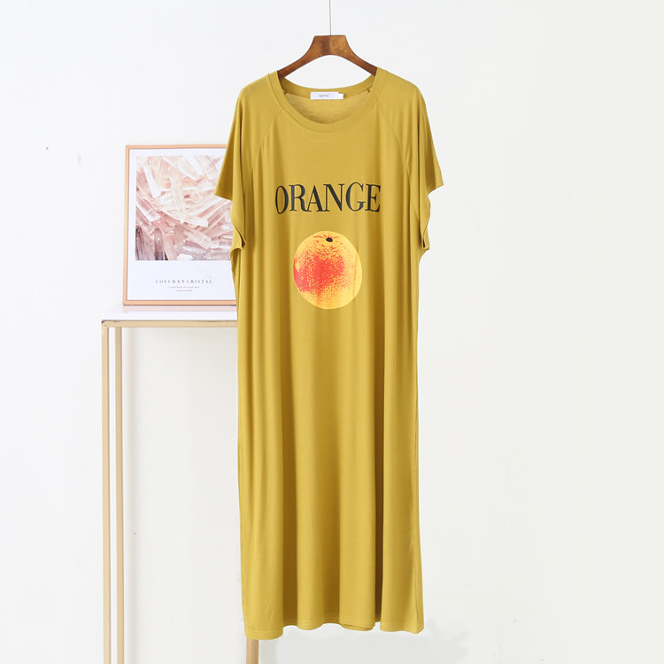 2025夏新款韩版短袖印花裙大码宽松遮肚显瘦螺纹长裙莫代尔连衣裙,淘宝优惠券,粉丝福利购,淘宝优惠卷