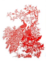 Peacock 65 * 49CM traditional hand-cut paper window flower wedding Joe relocating room decoration painting birthday gift to a friend