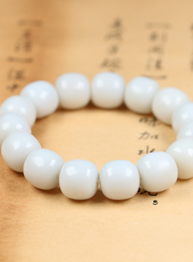 纯天然和田玉老型珠手串男女款玉石手链出证书
