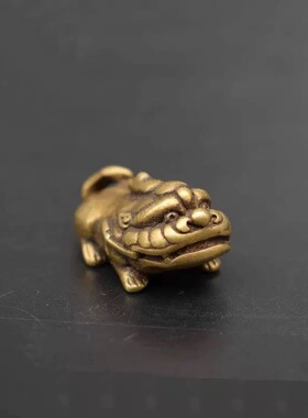 复古实心黄铜貔貅迷你茶宠桌面家居摆件纯铜招财镇宅手把件小铜器