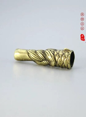 龙斗黄铜烟锅烟嘴传统老式手工旱烟袋烟具烟斗配件中国风工艺品
