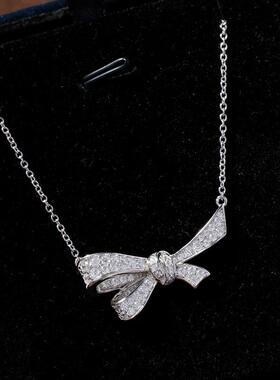BOW蝴蝶结项链女轻奢小众设计感高级锁骨链送女友生日礼物925纯银