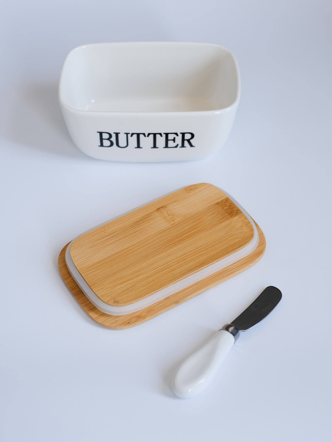 陶瓷黄油盒带盖长方形内置抹刀密封罐牛油盒奶酪保鲜 Butter Dish - 图0