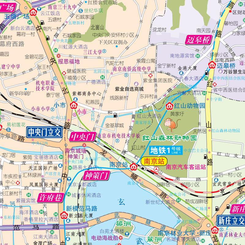 2024新版南京CITY城市地图 南京交通旅游地图 景点 旅行南京地图 南京市比例城区图市区公交线路 中国地图出版社 - 图3