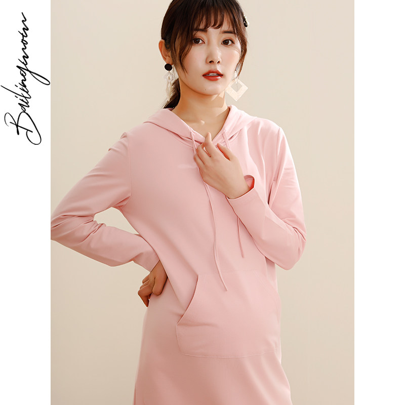 孕妇连衣裙时尚春秋宽松怀孕卫衣 百伶妈妈连衣裙