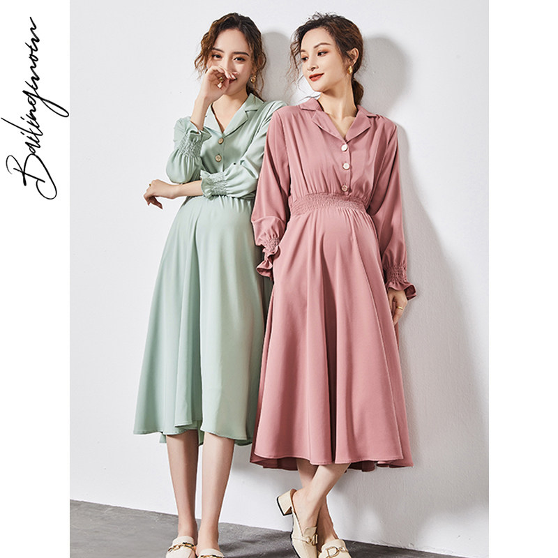 孕妇秋装外出洋气时尚上衣连衣裙 百伶妈妈连衣裙