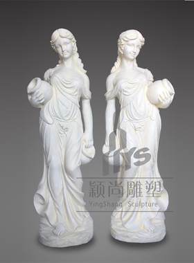 欧式风落地人物喷泉大型工艺品