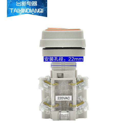 原装正品台湾天得22厘双联按钮开关带灯 T2ITL20-1C 双联日子开关 - 图0