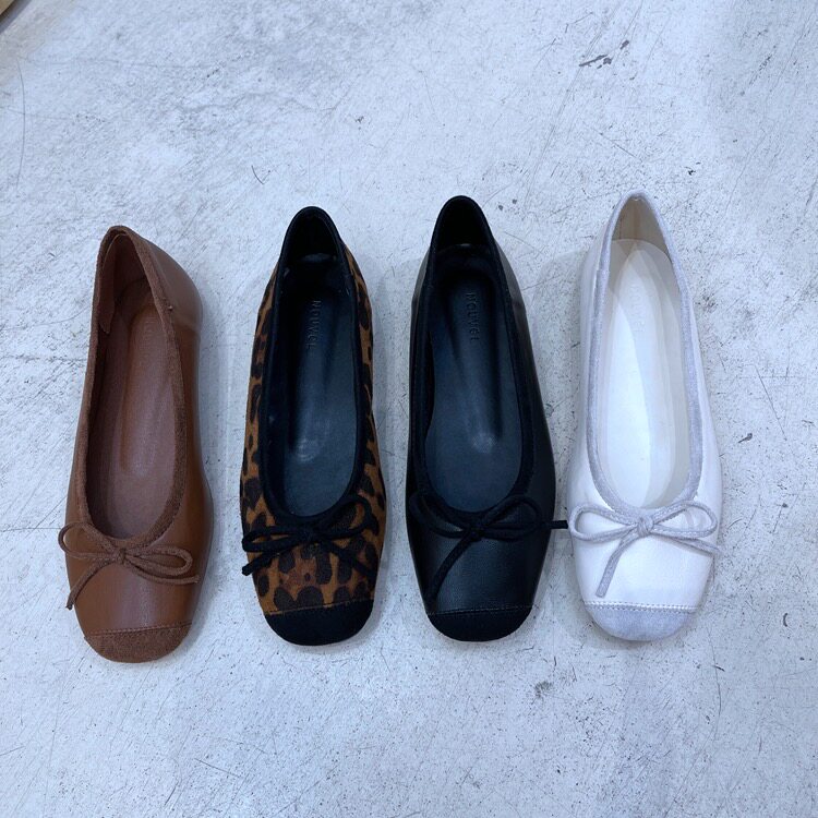 现韩国东大门女鞋2022春夏chic复古小圆方头蝴蝶结豹纹平底小单鞋,淘宝优惠券,粉丝福利购,淘宝优惠卷