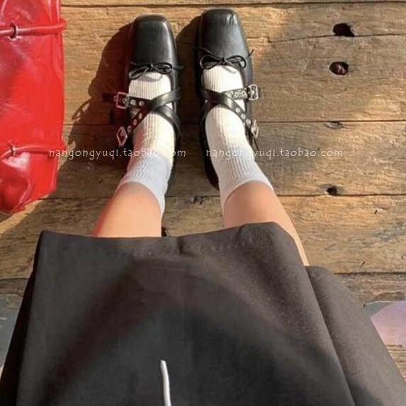 现 韩国东大门25春chic复古减龄方头蝴蝶结交叉皮带扣玛丽珍单鞋,淘宝优惠券,粉丝福利购,淘宝优惠卷