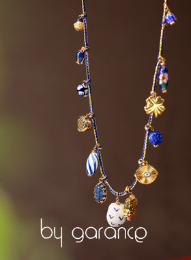 法国小众by garance正品OPAL四叶草眼睛小象蝴蝶勋章天然石长项链